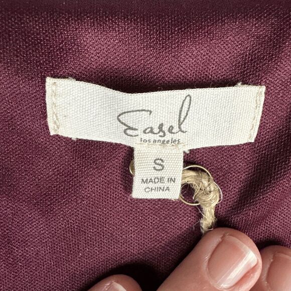 Easel Women's Witchy Romantic Velvet Burnout Empire Dress S Maroon Dark - Picture 4 of 16